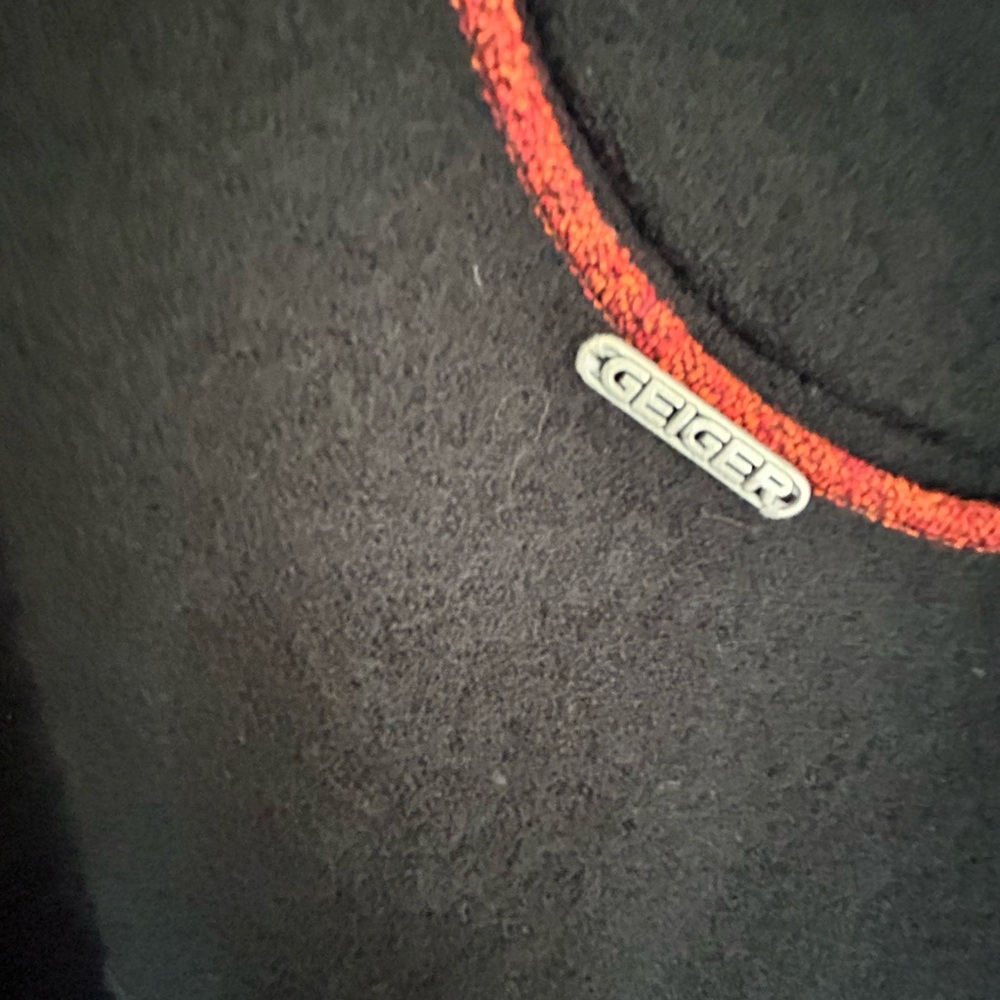 Women's Black Geiger Cardigan with Orange Trim - Picture 4 of 5